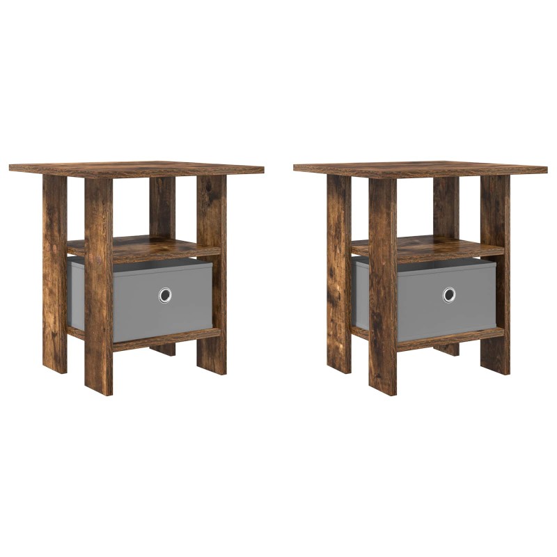 vidaXL Κομοδίνο 2 τμχ. Καπνιστό Δρύς 41 x 40 x 45 εκ