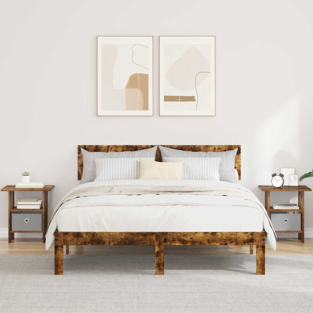 vidaXL Κομοδίνο 2 τμχ. Καπνιστό Δρύς 41 x 40 x 45 εκ