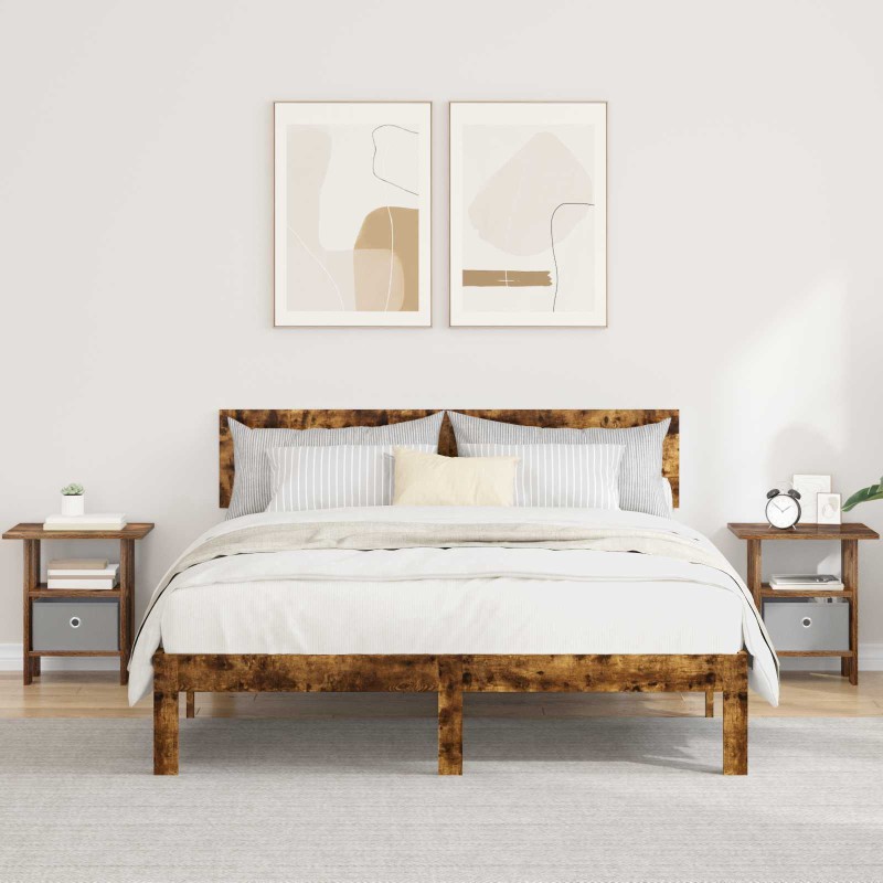 vidaXL Κομοδίνο 2 τμχ. Καπνιστό Δρύς 41 x 40 x 45 εκ