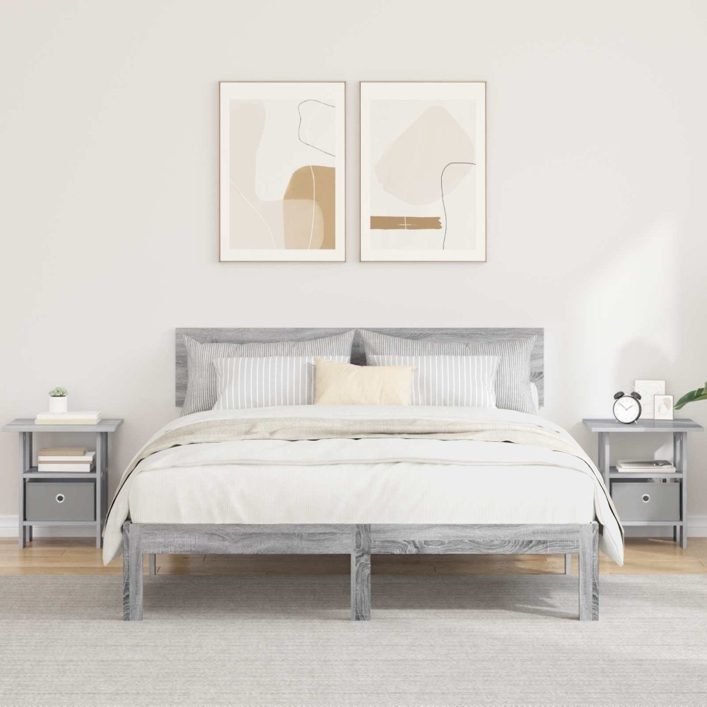 vidaXL Κομοδίνο 2 τμχ. Γκρίζο Σονομα 41 x 40 x 45 εκ
