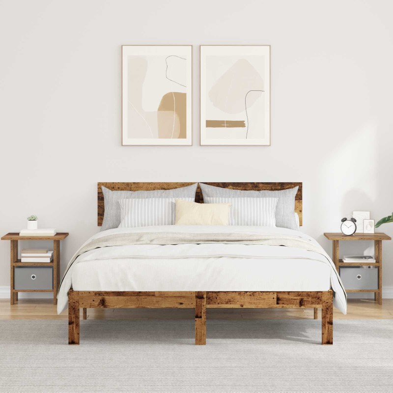 vidaXL Κομοδίνο 2 τμχ. Παλιό ξύλο 41 x 40 x 45 εκ Επεξεργασμένο Ξύλο