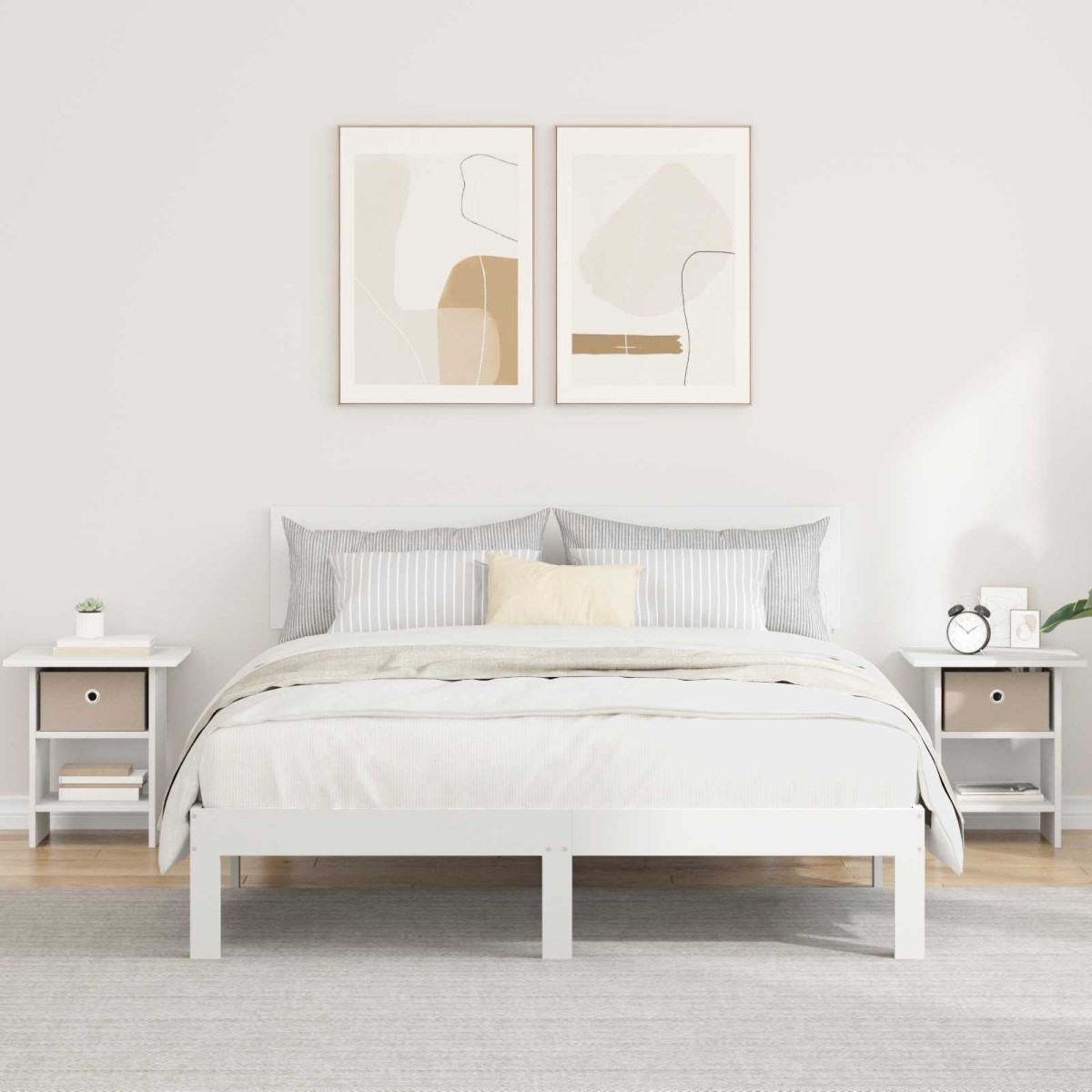 vidaXL Κομοδίνο 2 τεμ. Λευκό 41 x 40 x 45 εκ Επεξεργασμένο Ξύλο