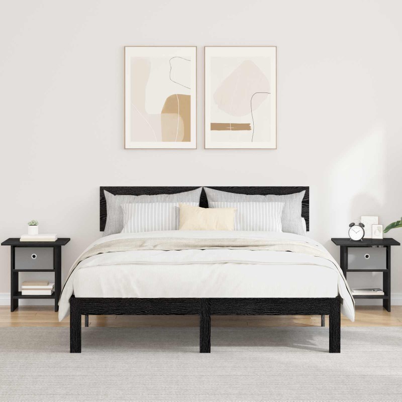 vidaXL Κομοδίνο 2 τεμ. Μαύρη Οξυά 41 x 40 x 45 εκ Επεξεργασμένο Ξύλο