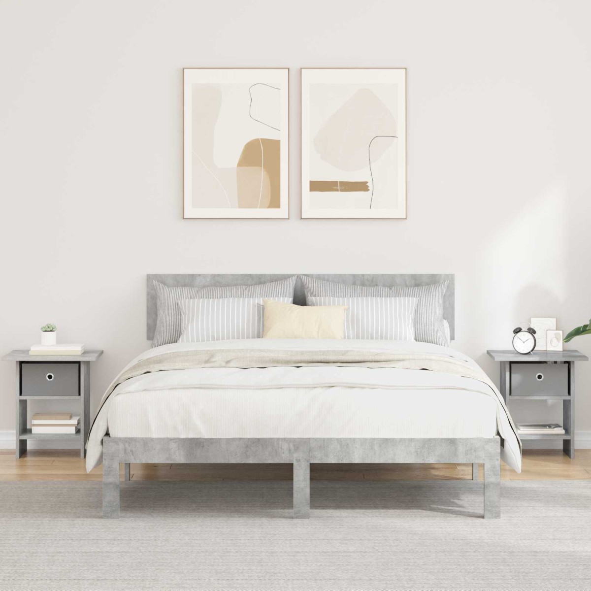 vidaXL Κομοδίνο 2 τεμ. Σκυρόδεμα Γκρι 41 x 40 x 45 εκ