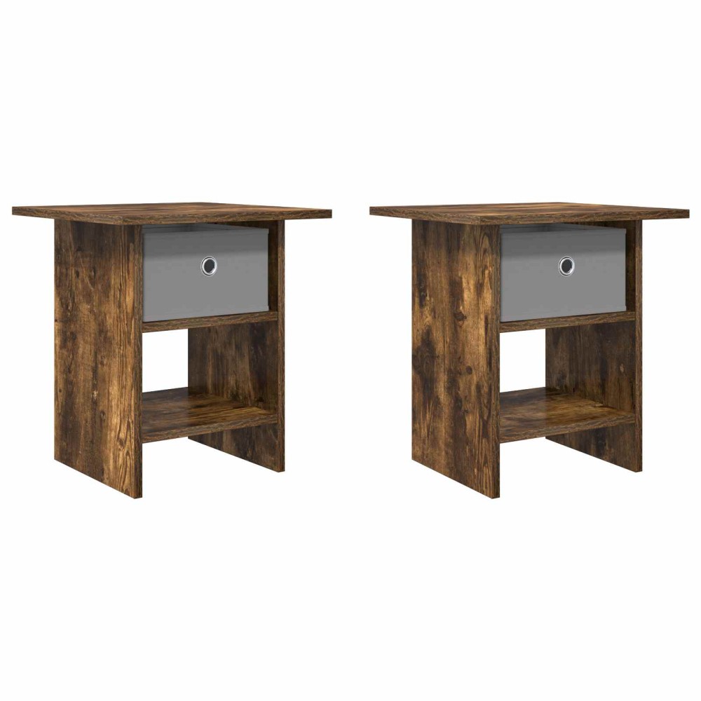 vidaXL Κομοδίνο 2 τεμ. Καπνιστό Δρύς 41 x 40 x 45 εκ