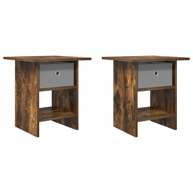 vidaXL Κομοδίνο 2 τεμ. Καπνιστό Δρύς 41 x 40 x 45 εκ