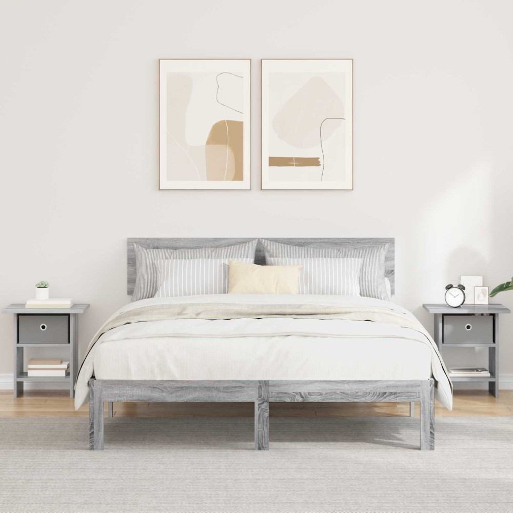 vidaXL Κομοδίνο 2 τεμ. Γκρίζο Σονομα 41 x 40 x 45 εκ