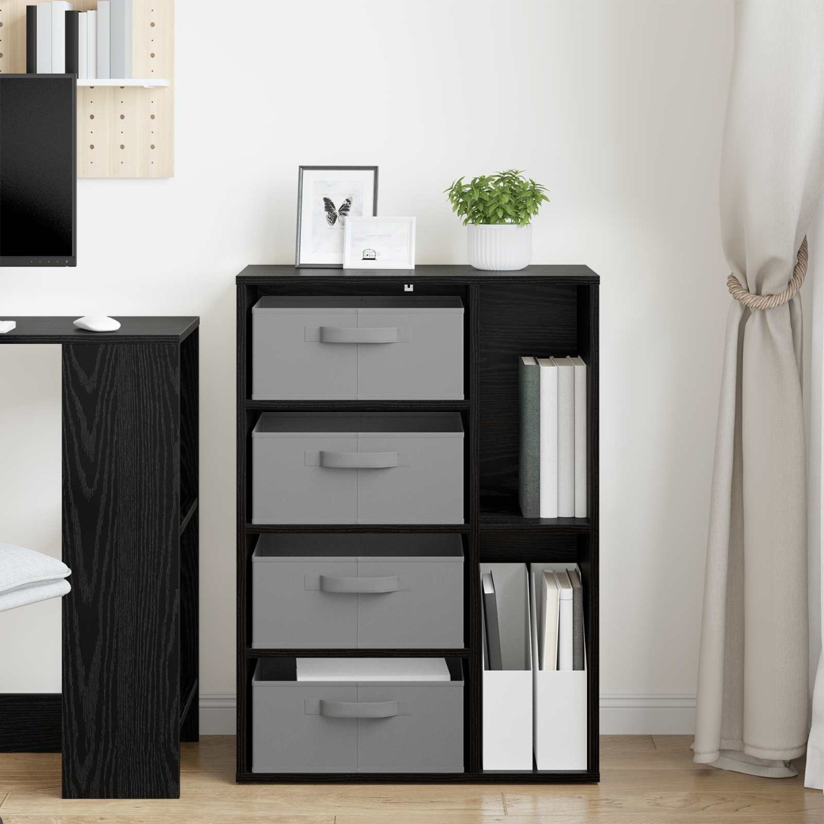 vidaXL Πλαϊνό γραφείο Μαύρη Δρυς 60 x 33,5 x 84 εκ