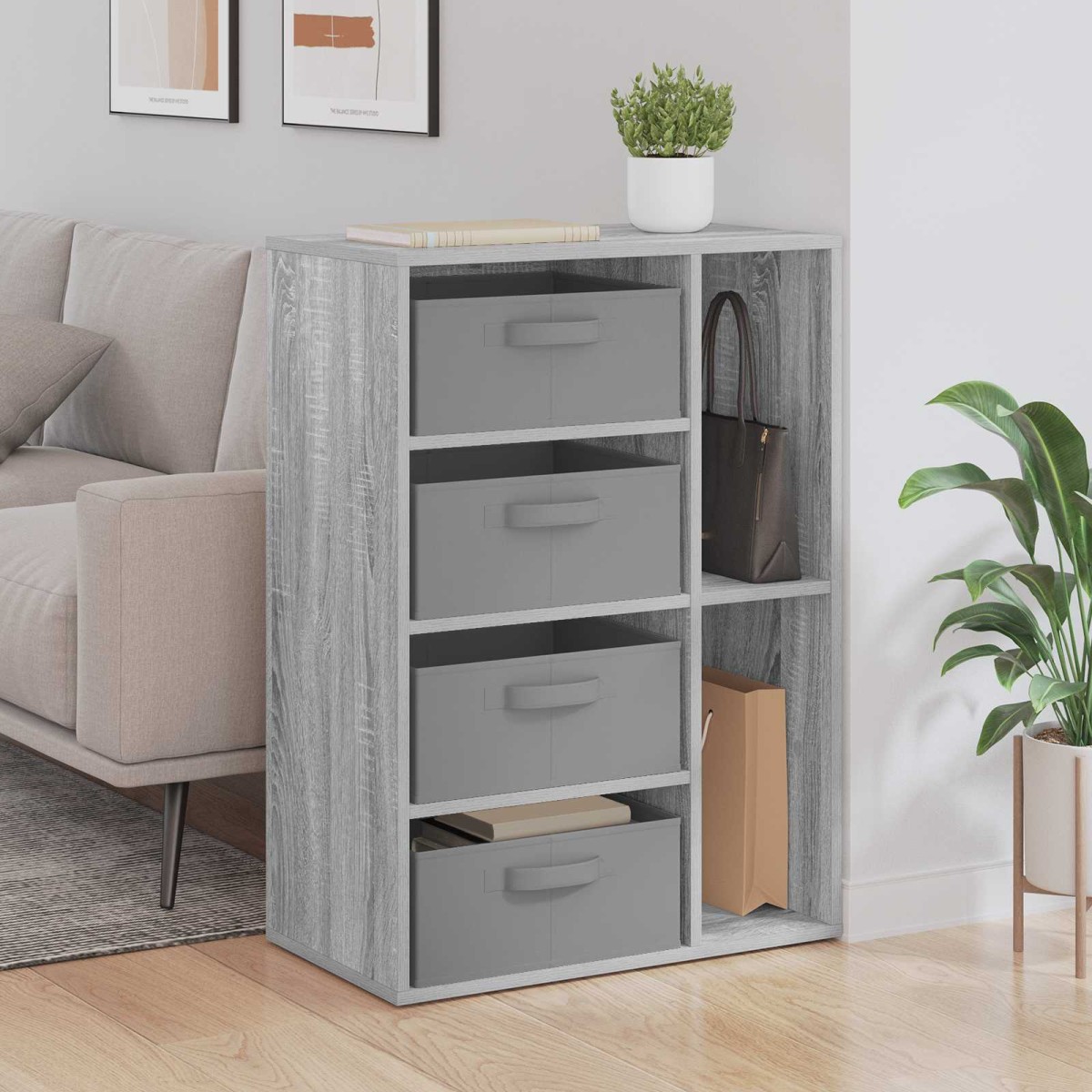 vidaXL Πλαϊνό γραφείο Γκρι Sonoma 60 x 33,5 x 84 εκ