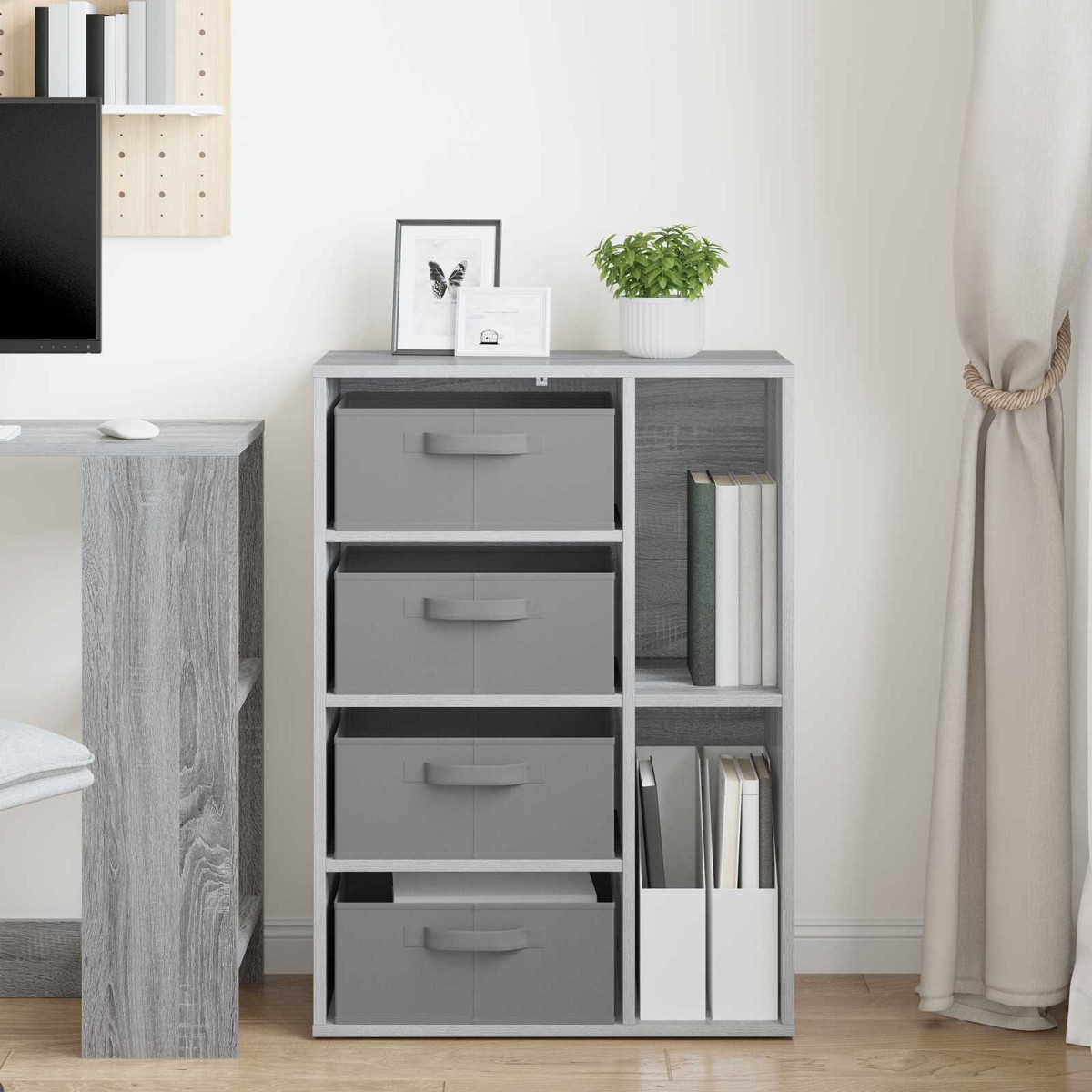 vidaXL Πλαϊνό γραφείο Γκρι Sonoma 60 x 33,5 x 84 εκ