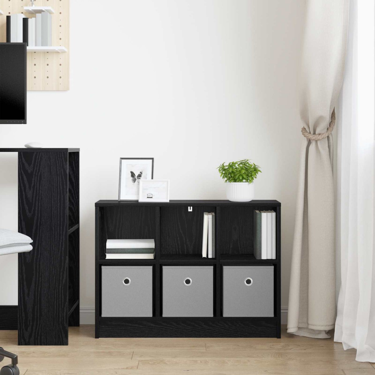 vidaXL Πλαϊνό γραφείο με συρτάρι Μαύρη Οξυά 73,5 x 22,5 x 53,5 εκ