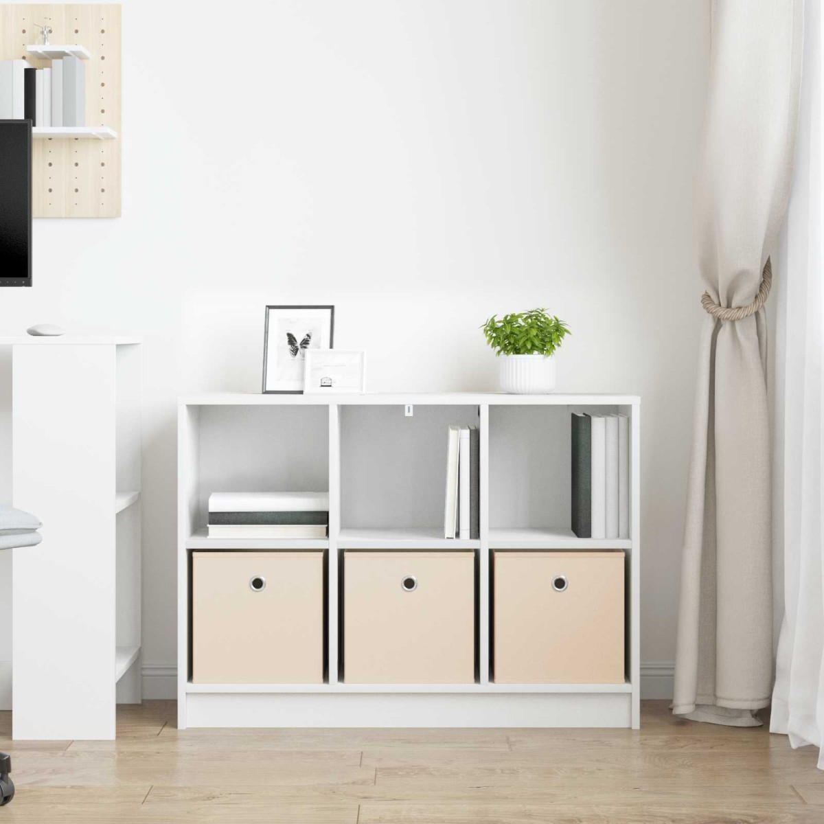 vidaXL Πλαϊνό γραφείο με συρτάρι Λευκό 88,5 x 27,5 x 63,5 εκ