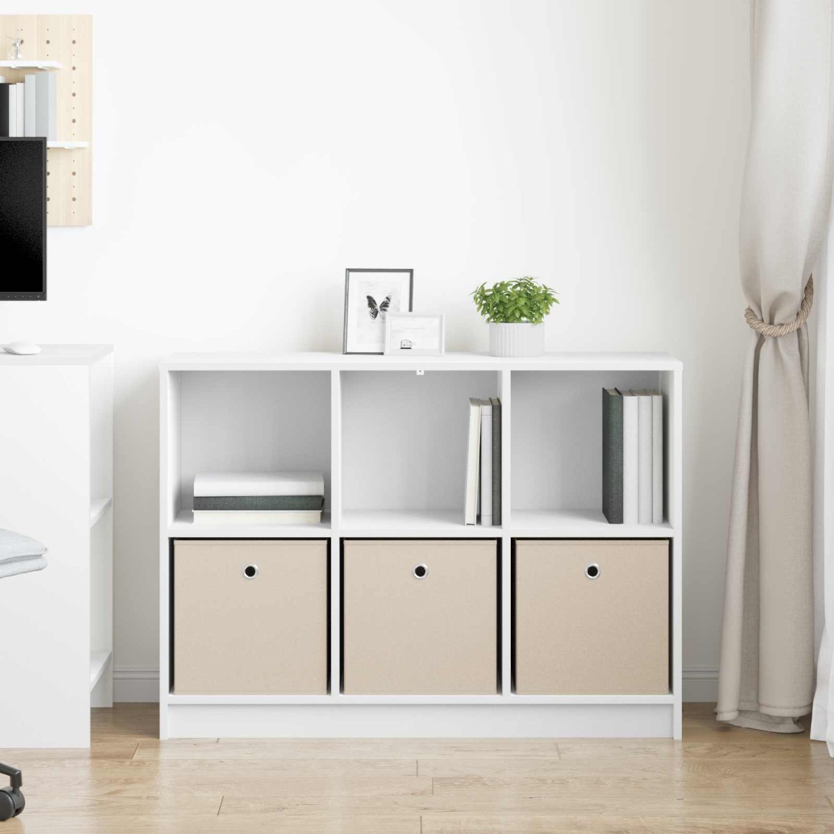 vidaXL Πλαϊνό γραφείο με συρτάρι Λευκό 102 x 32 x 73,5 εκ