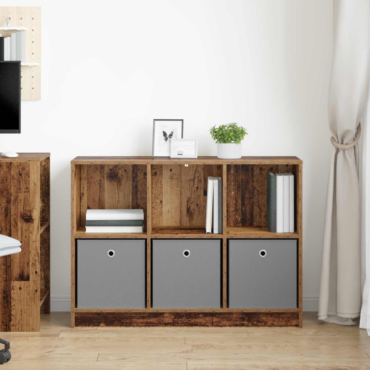 vidaXL Πλαϊνό γραφείο με συρτάρι Παλιό ξύλο 102 x 32 x 73,5 εκ