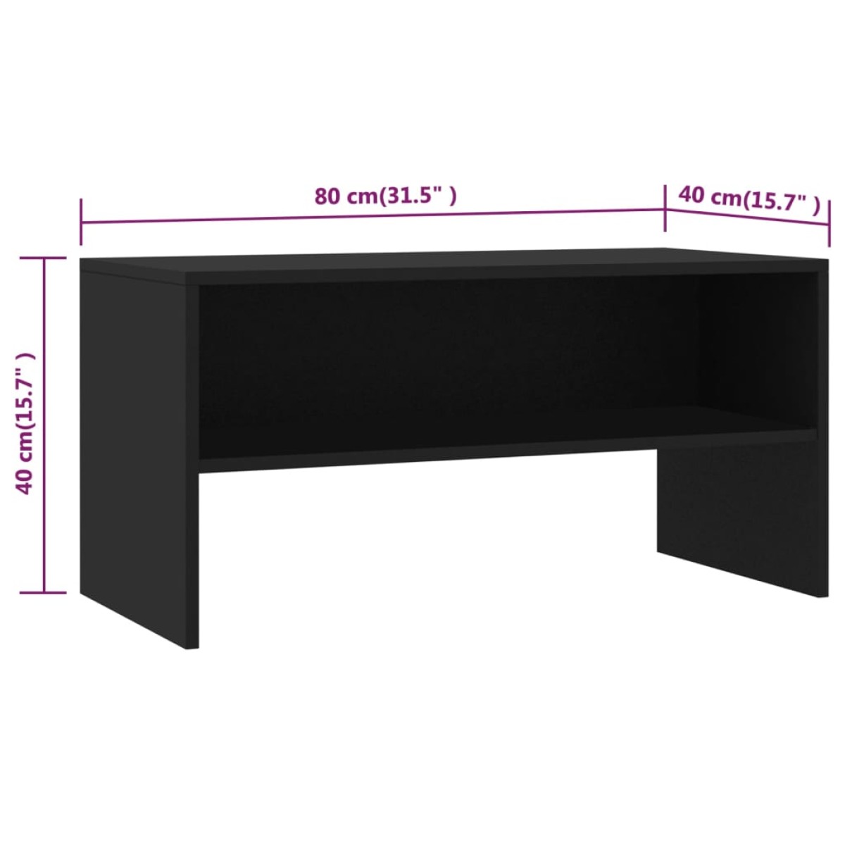 vidaXL Έπιπλο Τηλεόρασης Μαύρο 80 x 40 x 40 εκ. από Μοριοσανίδα