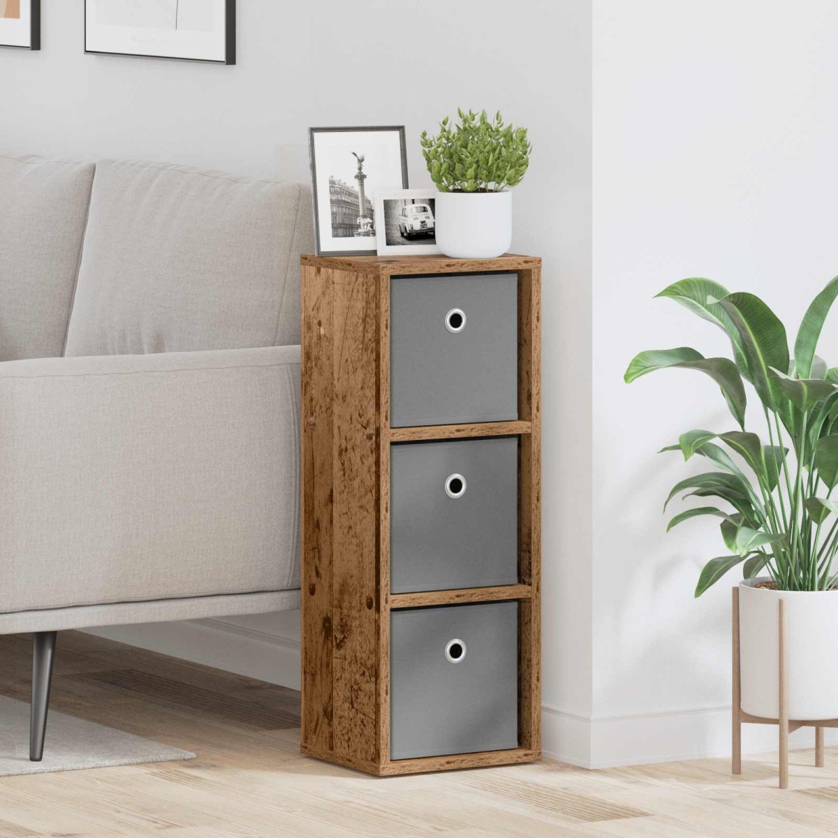 vidaXL Πλαϊνό γραφείο με συρτάρι Παλιό ξύλο 25,5 x 22 x 69,5 εκ