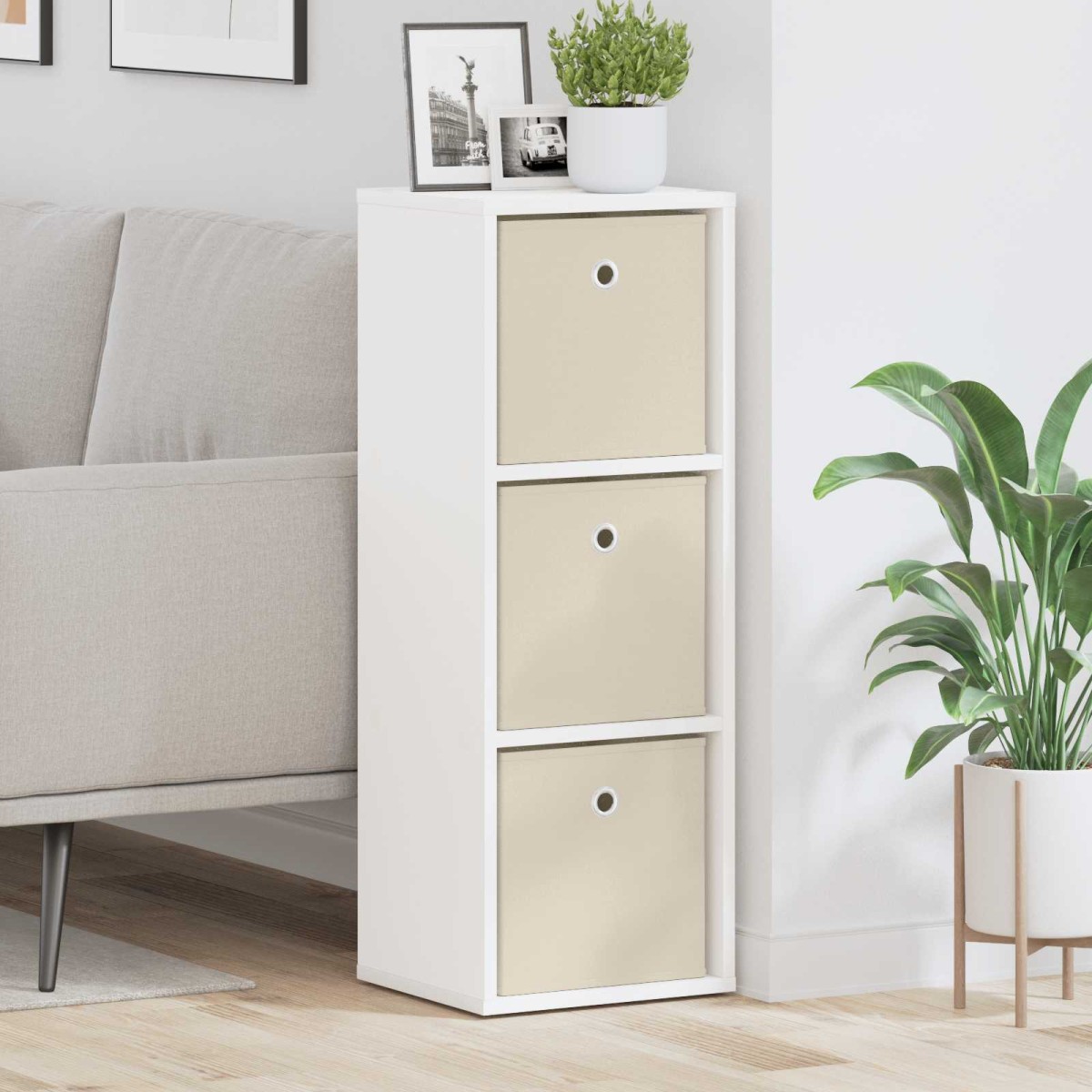 vidaXL Πλαϊνό γραφείο με συρτάρι Λευκό 30,5 x 27 x 84,5 εκ