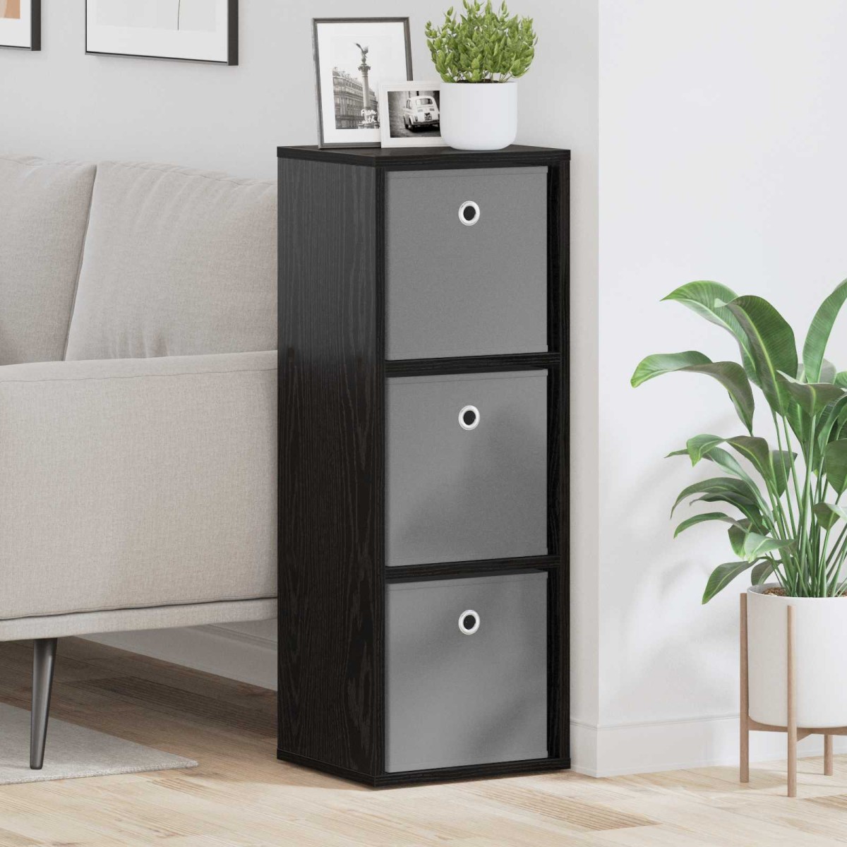 vidaXL Πλαϊνό γραφείο με συρτάρι Μαύρη Οξυά 30,5 x 27 x 84,5 εκ
