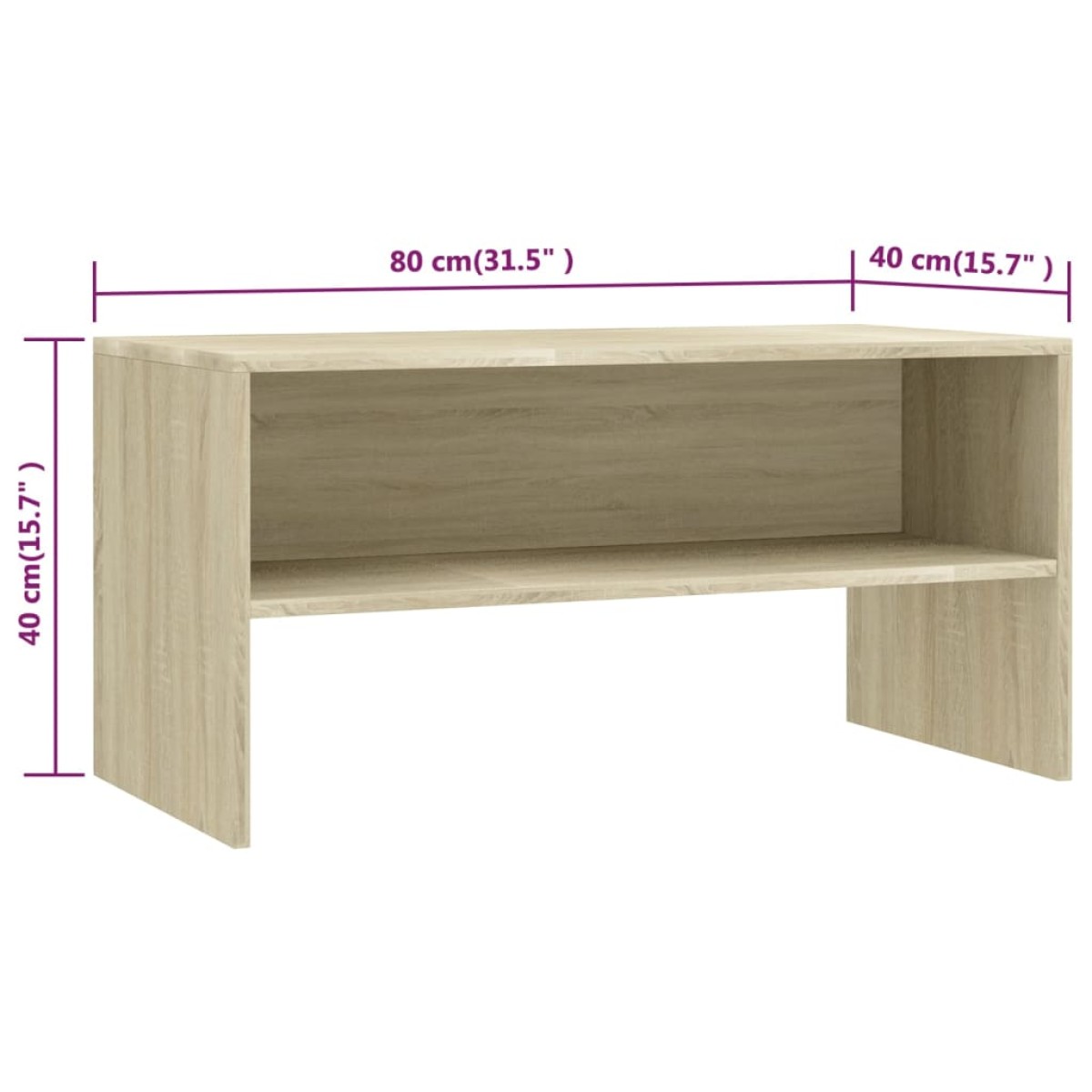 vidaXL Έπιπλο Τηλεόρασης Sonoma Δρυς 80 x 40 x 40 εκ. από Μοριοσανίδα