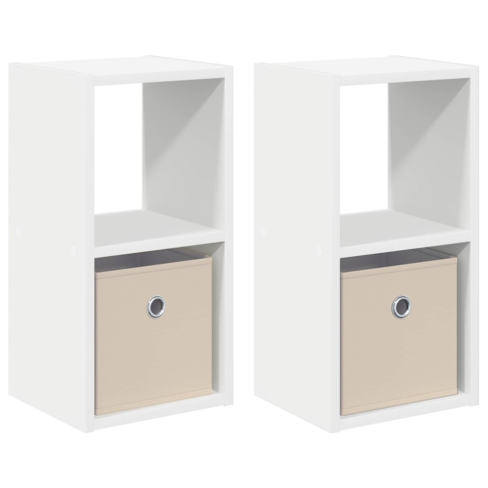 vidaXL Κομοδίνο 2 τμχ. Λευκό 25,5 x 22 x 49,5 εκ Επεξεργασμένο Ξύλο
