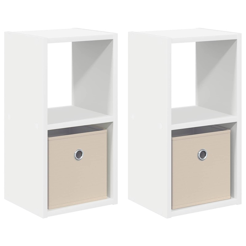 vidaXL Κομοδίνο 2 τμχ. Λευκό 25,5 x 22 x 49,5 εκ Επεξεργασμένο Ξύλο