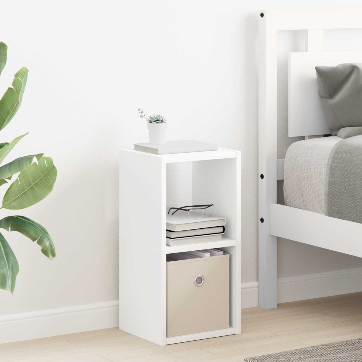 vidaXL Κομοδίνο 2 τμχ. Λευκό 25,5 x 22 x 49,5 εκ Επεξεργασμένο Ξύλο