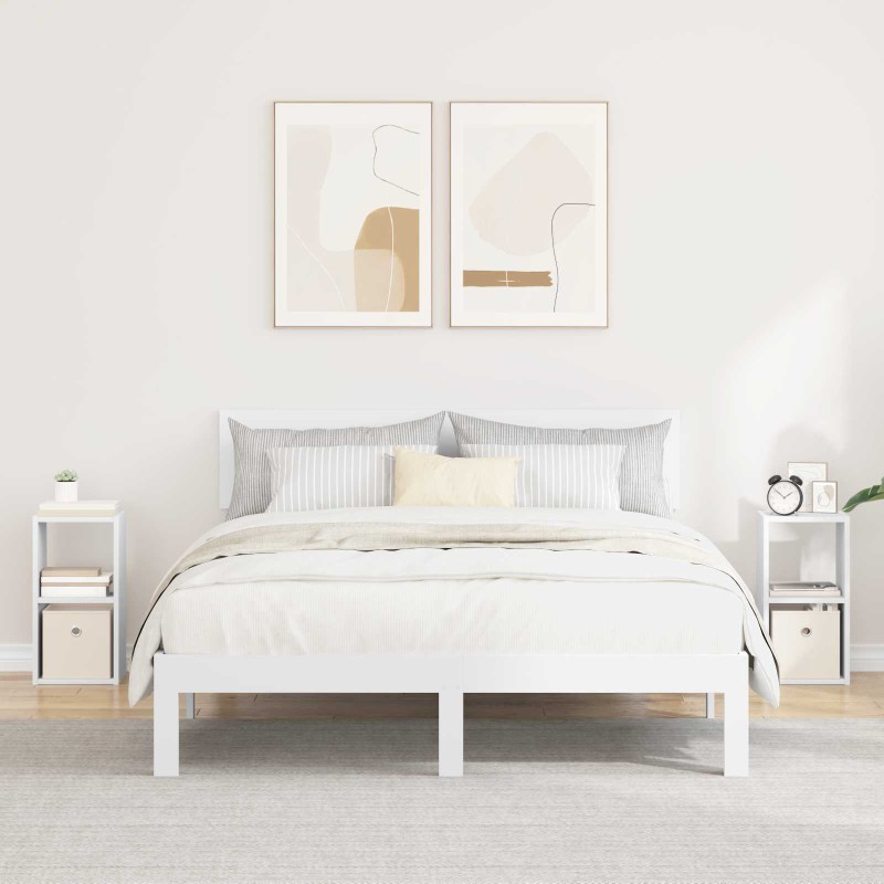 vidaXL Κομοδίνο 2 τμχ. Λευκό 25,5 x 22 x 49,5 εκ Επεξεργασμένο Ξύλο