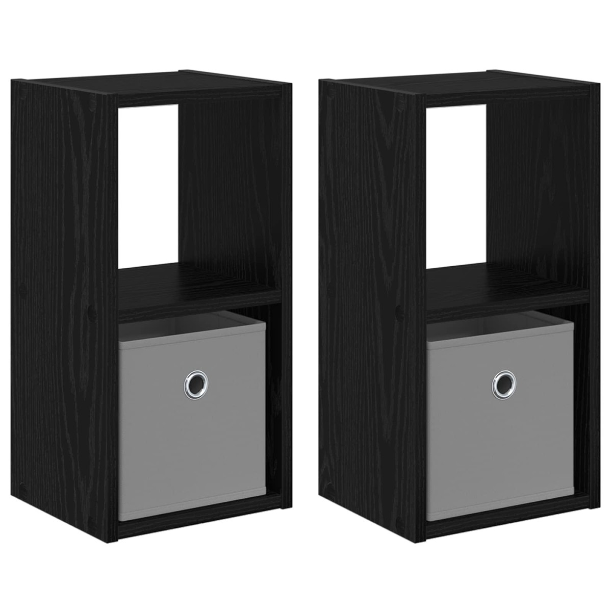 vidaXL Κομοδίνο 2 τμχ. Μαύρη Οξυά 25,5 x 22 x 49,5 εκ