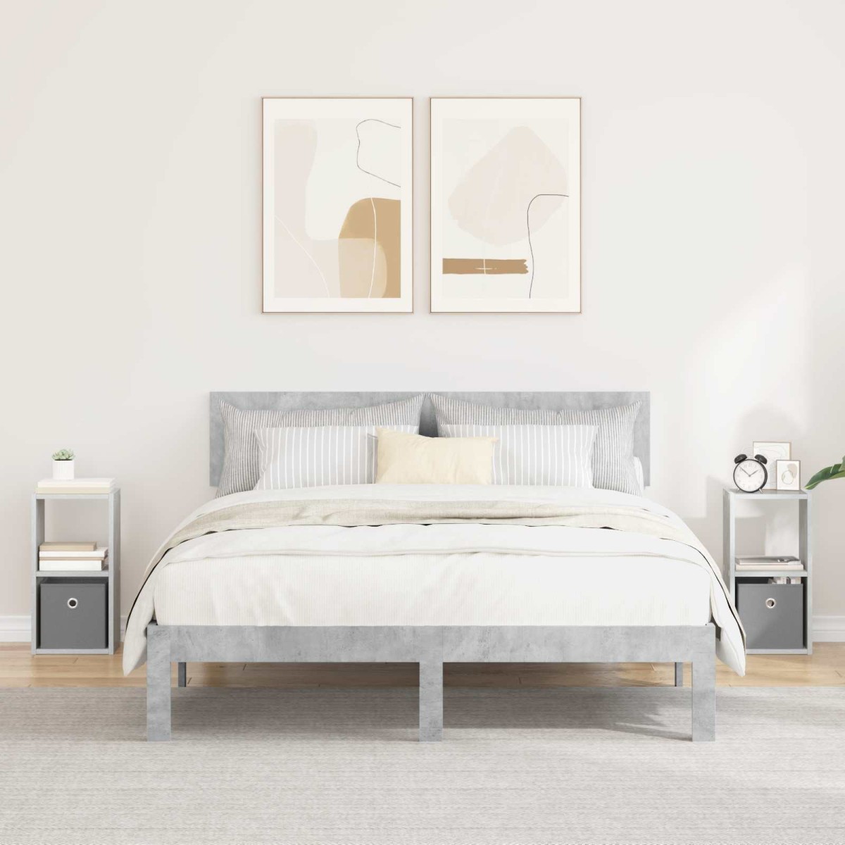 vidaXL Κομοδίνο 2 τμχ. Σκυρόδεμα Γκρι 25,5 x 22 x 49,5 εκ