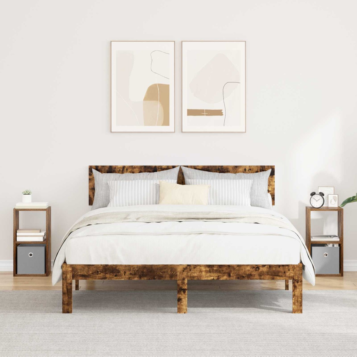 vidaXL Κομοδίνο 2 τμχ. Καπνιστό Δρύς 25,5 x 22 x 49,5 εκ