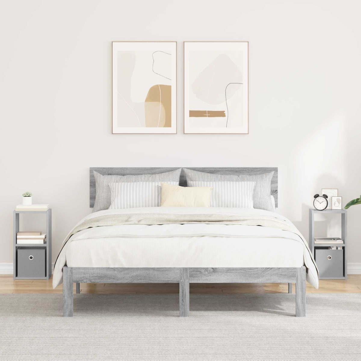 vidaXL Κομοδίνο 2 τμχ. Γκρίζο Σονομα 25,5 x 22 x 49,5 εκ
