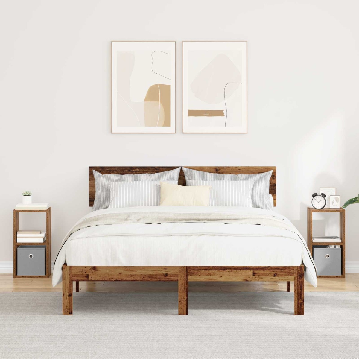 vidaXL Κομοδίνο 2 τμχ. Παλιό ξύλο 25,5 x 22 x 49,5 εκ