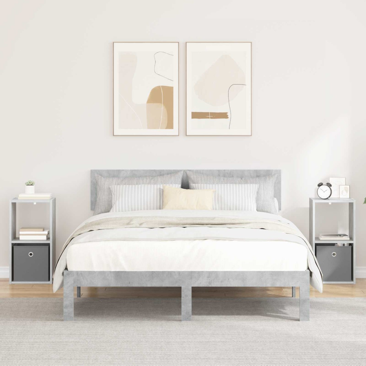 vidaXL Κομοδίνο 2 τμχ. Σκυρόδεμα Γκρι 30,5 x 27 x 59,5 εκ