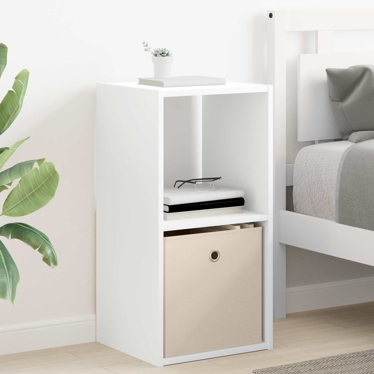 vidaXL Κομοδίνο 2 τμχ. Λευκό 35 x 32 x 68,5 εκ Επεξεργασμένο Ξύλο