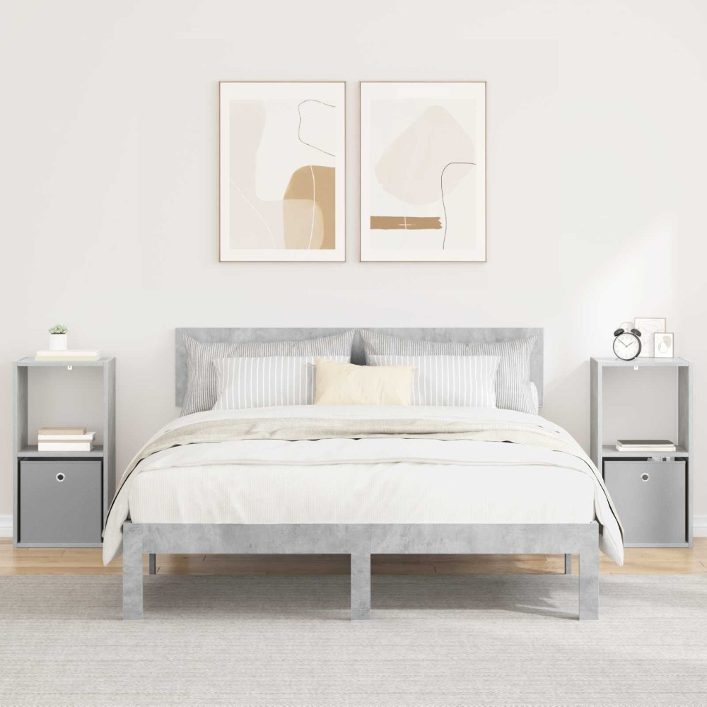 vidaXL Κομοδίνο 2 τμχ. Σκυρόδεμα Γκρι 35 x 32 x 68,5 εκ