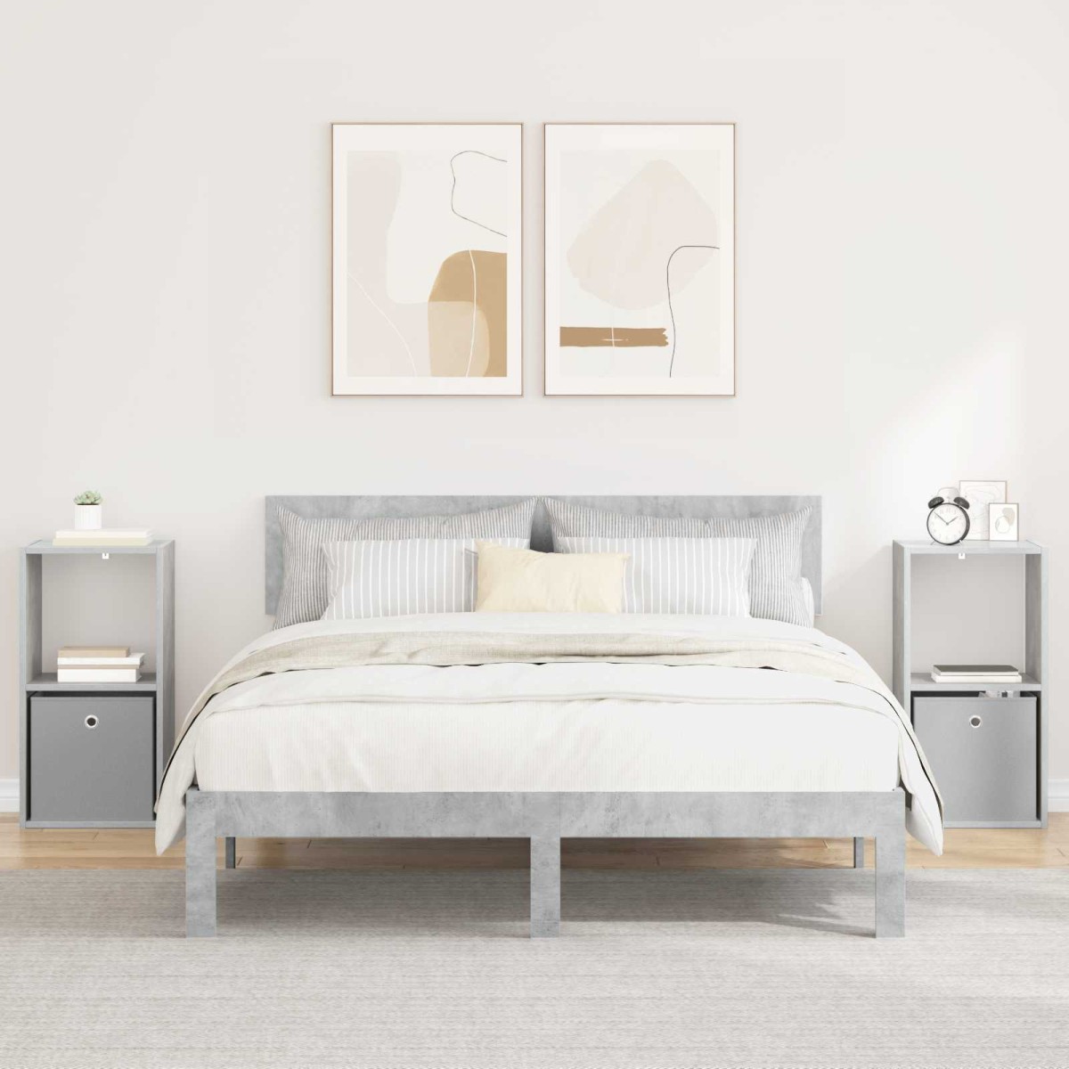 vidaXL Κομοδίνο 2 τμχ. Σκυρόδεμα Γκρι 35 x 32 x 68,5 εκ