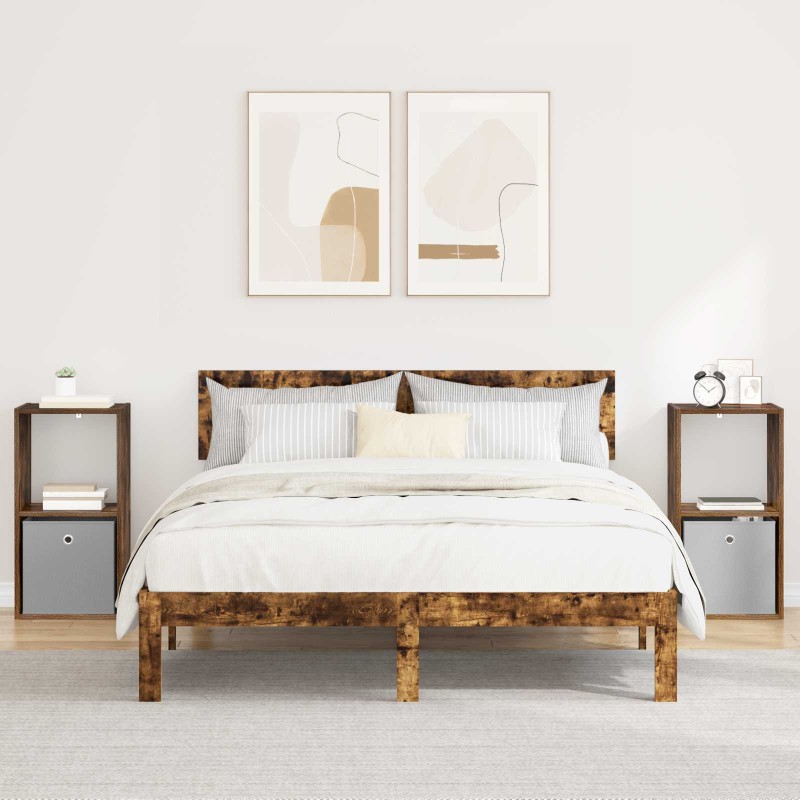 vidaXL Κομοδίνο 2 τμχ. Καπνιστό Δρύς 35 x 32 x 68,5 εκ