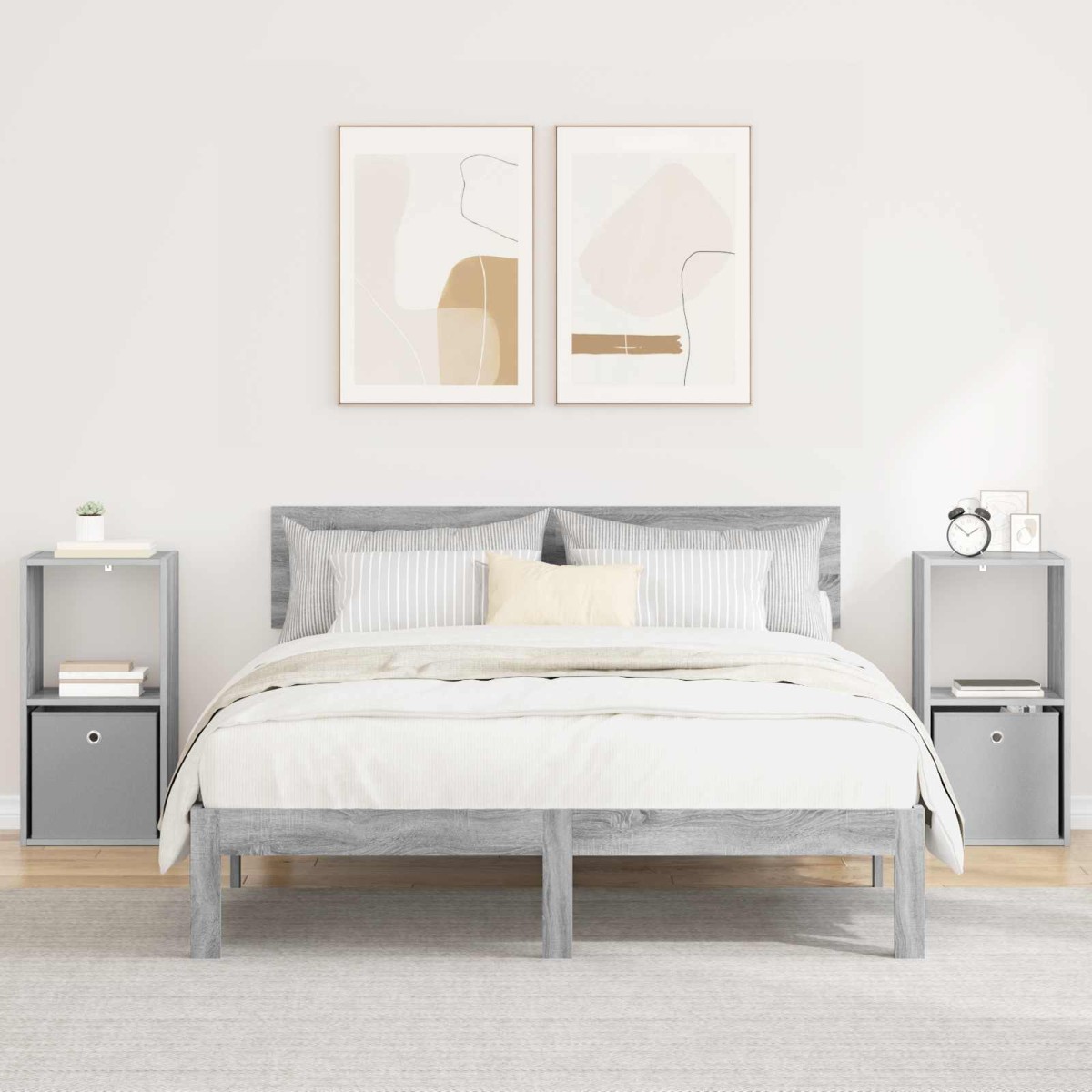 vidaXL Κομοδίνο 2 τμχ. Γκρίζο Σονομα 35 x 32 x 68,5 εκ