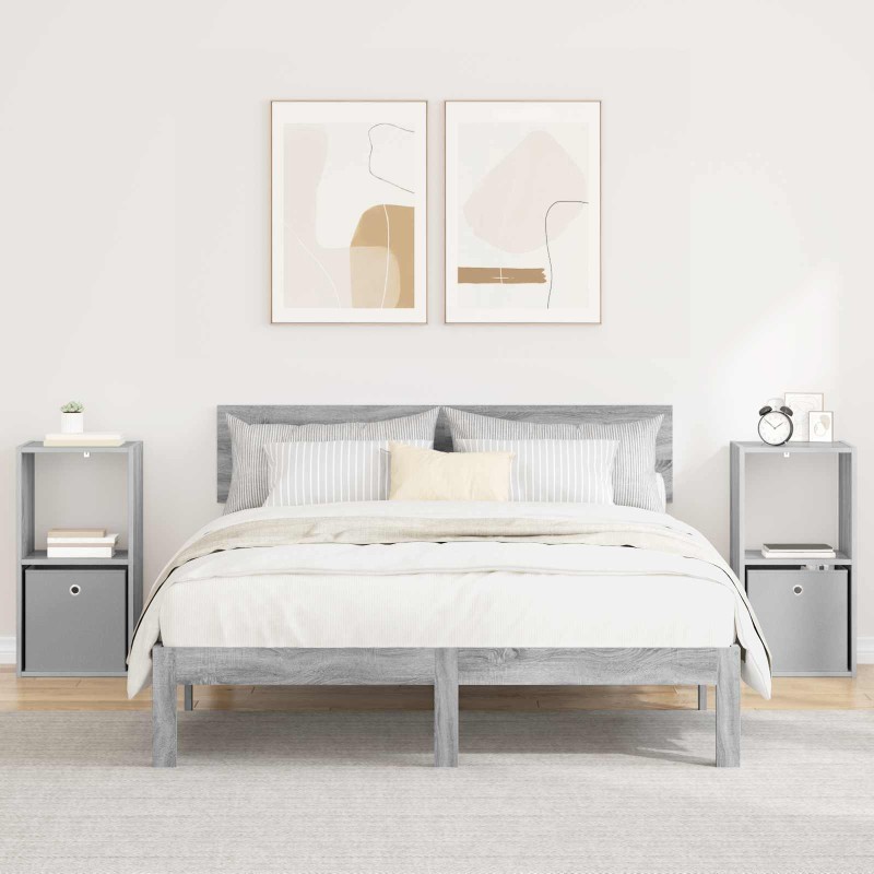 vidaXL Κομοδίνο 2 τμχ. Γκρίζο Σονομα 35 x 32 x 68,5 εκ