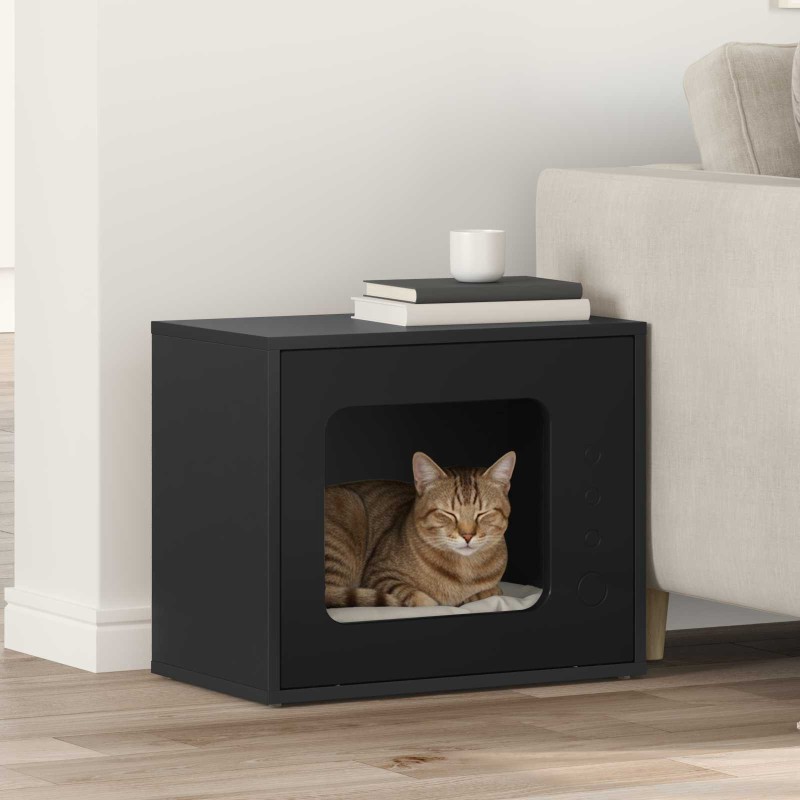 vidaXL Σπίτι Γάτας Μαύρο 51 x 30 x 42,5 εκ Επεξεργασμένο Ξύλο