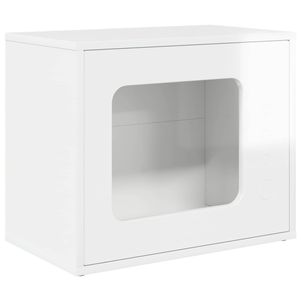 vidaXL Σπίτι Γάτας Λαμπερό Λευκό 51 x 30 x 42,5 εκ Επεξεργασμένο Ξύλο