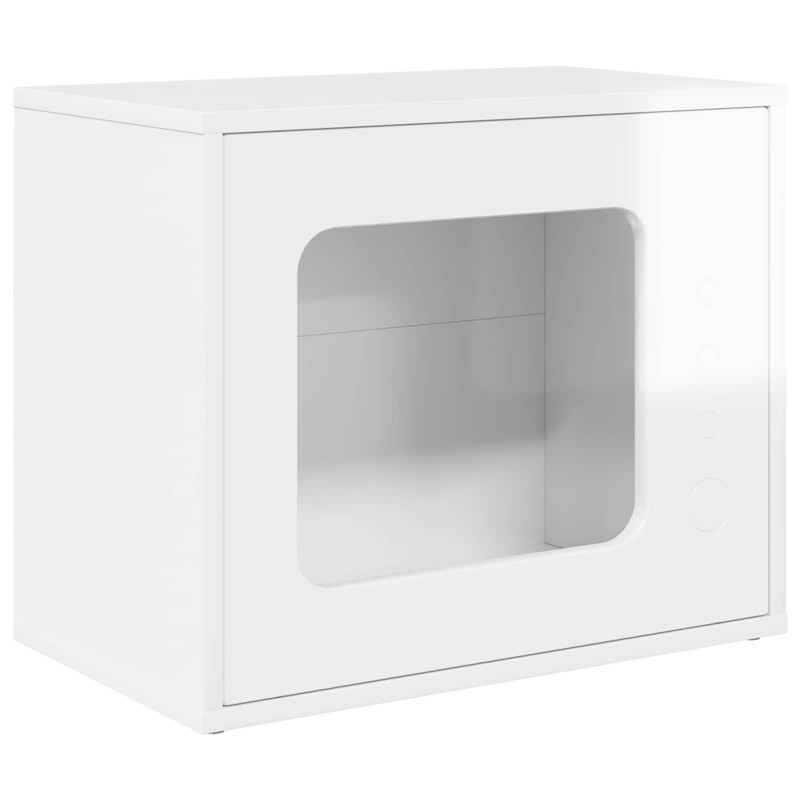 vidaXL Σπίτι Γάτας Λαμπερό Λευκό 51 x 30 x 42,5 εκ Επεξεργασμένο Ξύλο