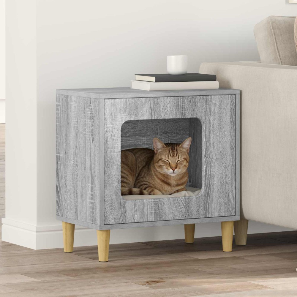 vidaXL Σπίτι Γάτας Γκρίζο Σονομα 51 x 30 x 52 εκ. Επεξεργασμένο Ξύλο