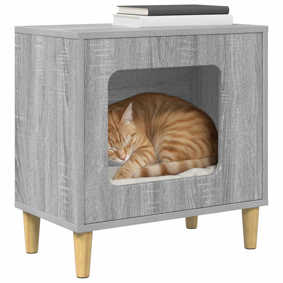 vidaXL Σπίτι Γάτας Γκρίζο Σονομα 51 x 30 x 52 εκ. Επεξεργασμένο Ξύλο
