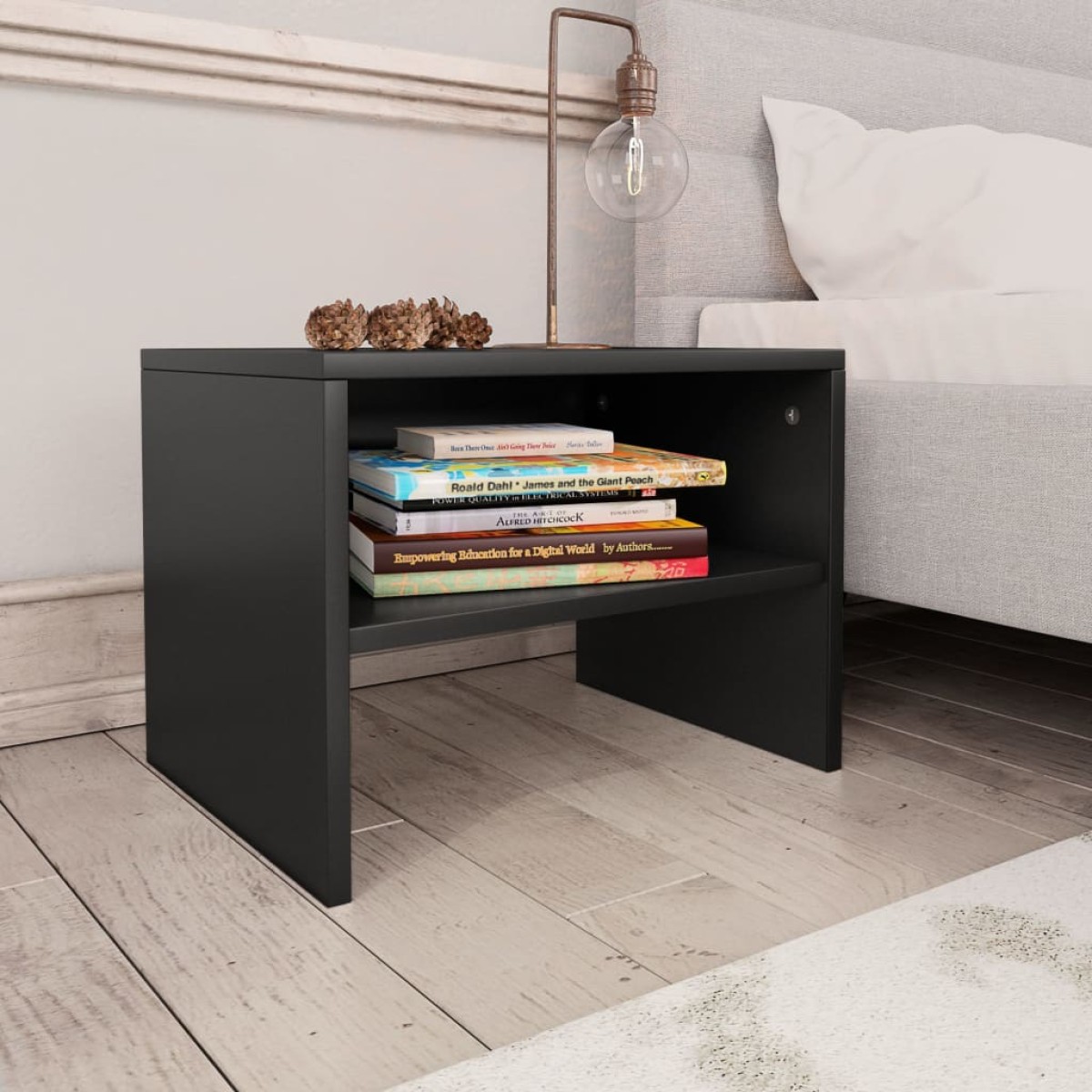 vidaXL Κομοδίνα 2 τεμ. Μαύρα 40 x 30 x 30 εκ. από Μοριοσανίδα