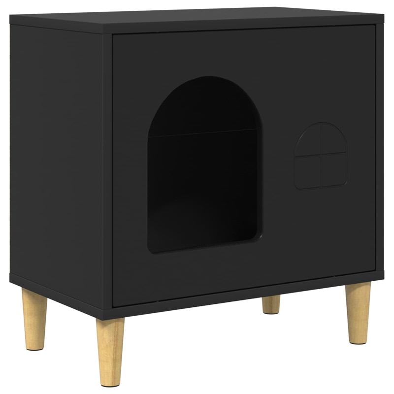 vidaXL Σπίτι Γάτας Μαύρο 51 x 30 x 52 εκ. Επεξεργασμένο Ξύλο