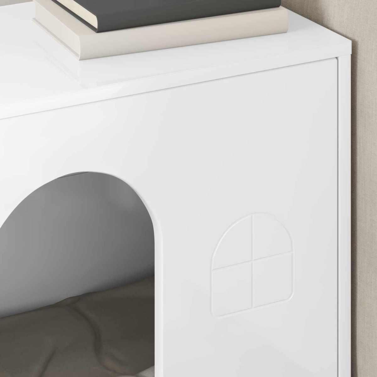 vidaXL Σπίτι Γάτας Λαμπερό Λευκό 51 x 30 x 52 εκ. Επεξεργασμένο Ξύλο