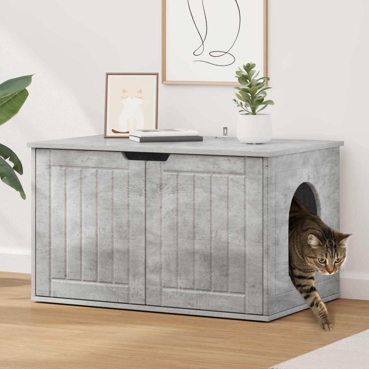 vidaXL Σπίτι Γάτας Σκυρόδεμα 85 x 55 x 50,5 εκ Επεξεργασμένο Ξύλο