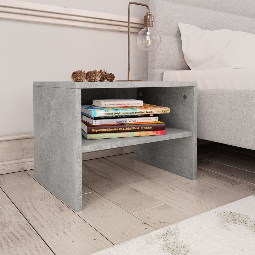 vidaXL Κομοδίνα 2 τεμ. Γκρι Σκυροδέματος 40x30x30 εκ. από Επεξ. Ξύλο