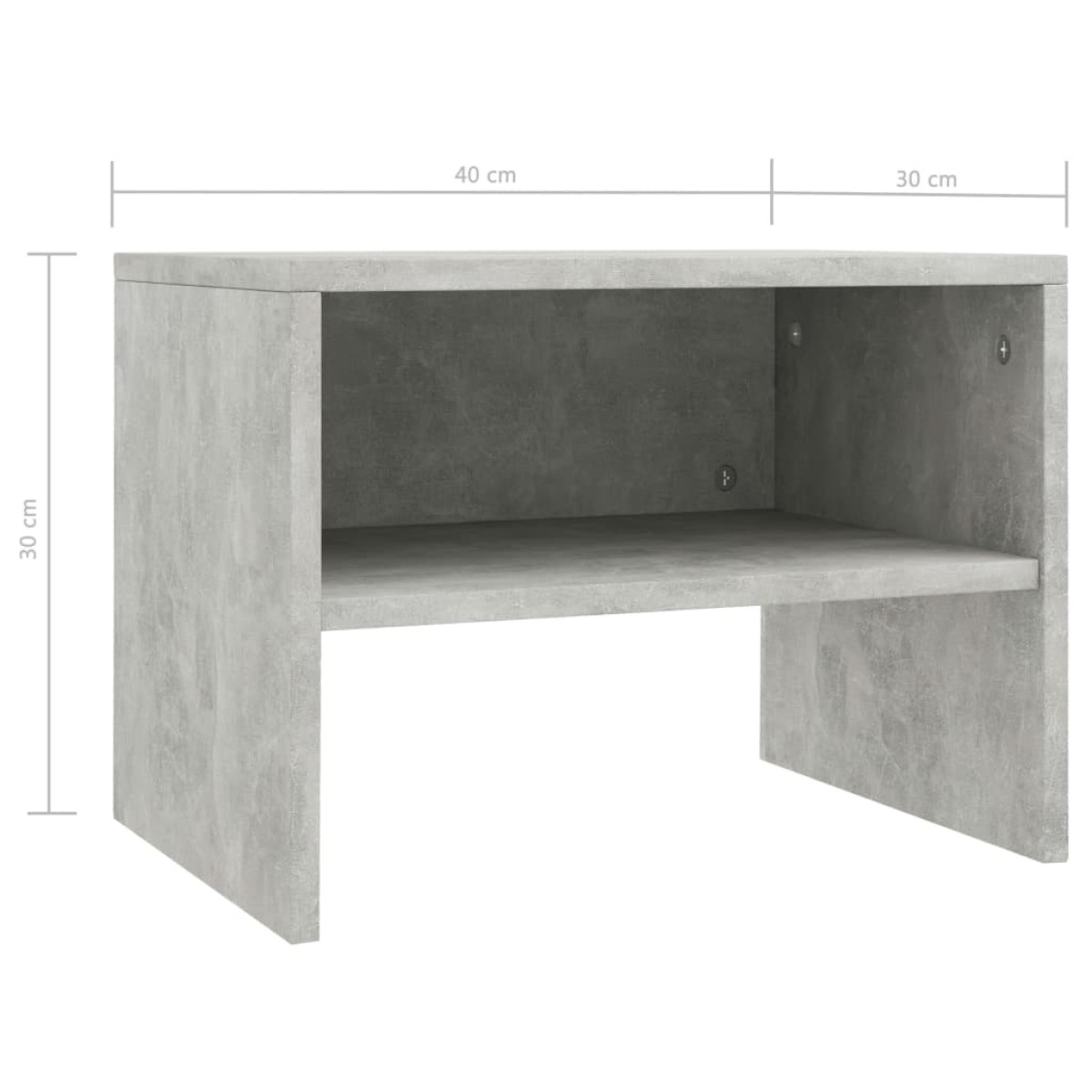 vidaXL Κομοδίνα 2 τεμ. Γκρι Σκυροδέματος 40x30x30 εκ. από Μοριοσανίδα